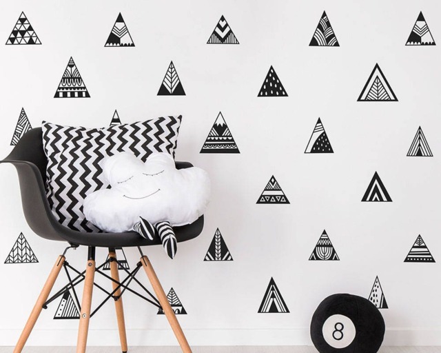 Mountain Wall Decals - Scandinavian Style Decals, Triangle Geometric Vinyl Nursery Kids Room Decal - image 1