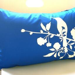 Cobalt Blue Blooming Blossom Rectangle Pillow - thumbnail 2
