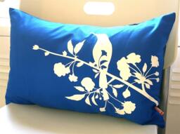 Cobalt Blue Blooming Blossom Rectangle Pillow - thumbnail 1