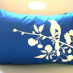 Cobalt Blue Blooming Blossom Rectangle Pillow - thumbnail 3