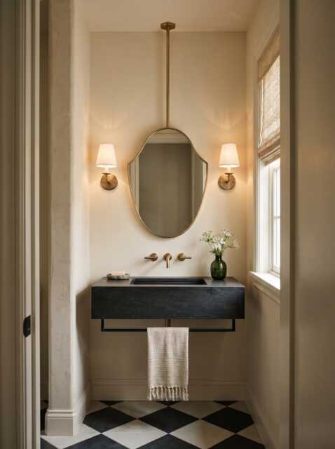 Suspended Brass Vanity Mirror - Ceiling Hanging Wall - image 1