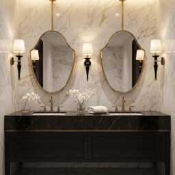 Suspended Brass Vanity Mirror - Ceiling Hanging Wall - thumbnail 3