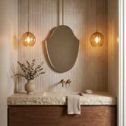 Suspended Brass Vanity Mirror - Ceiling Hanging Wall - thumbnail 2