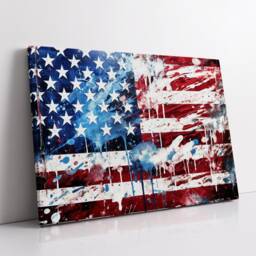 American Flag Usa Abstract America Modern Painting Wall Art, Framed Canvas Poster Print, Home Office Room Decor, Gifts - thumbnail 2