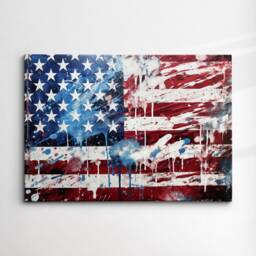 American Flag Usa Abstract America Modern Painting Wall Art, Framed Canvas Poster Print, Home Office Room Decor, Gifts - thumbnail 3