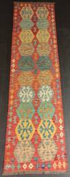 Tribal Kilim Runner, Handmade Artisan Afghan Turkish Aztec Sheep Wool Runner Rug 298x83 cm - thumbnail 1