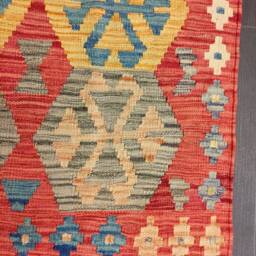 Tribal Kilim Runner, Handmade Artisan Afghan Turkish Aztec Sheep Wool Runner Rug 298x83 cm - thumbnail 4
