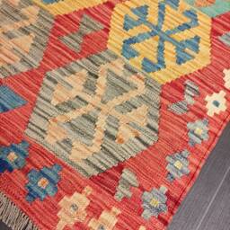 Tribal Kilim Runner, Handmade Artisan Afghan Turkish Aztec Sheep Wool Runner Rug 298x83 cm - thumbnail 2