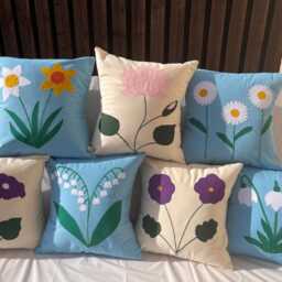 September Birth Flower Pillow, Morning Glory Cushion, Purple Handmade Floral Countryside, Gift For Her 30Th 40Th 50Th 60Th Birthday - thumbnail 4