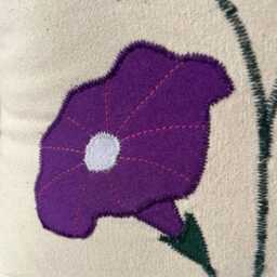 September Birth Flower Pillow, Morning Glory Cushion, Purple Handmade Floral Countryside, Gift For Her 30Th 40Th 50Th 60Th Birthday - thumbnail 3