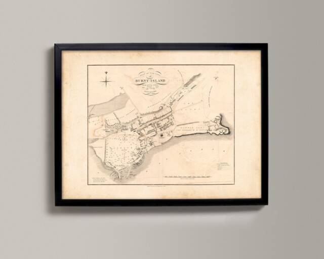 Old Map Of Burntisland - Print Map, History, Scotland, Framed - image 1