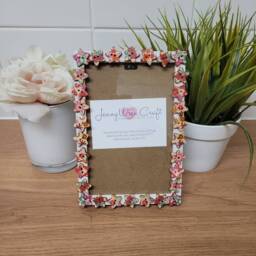 Patterned Wooden Star Button Photo Frame 4 X 6 Inch - thumbnail 2