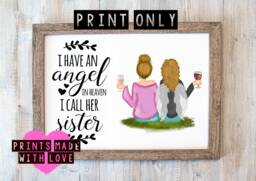 Angel Sister Memorial Print, Personalised Remembrance Gift - thumbnail 1
