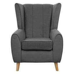 Handmade Dark Grey Velvet Wingback Armchair Fluted British Design - thumbnail 2
