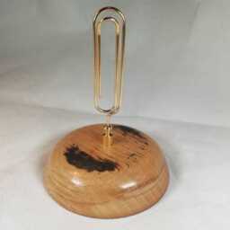 Place Card Holder Desk Memo Organizer With Whiskey Barrel Base - Handmade Oak Clip, Stylish Office Decor Gift - thumbnail 3
