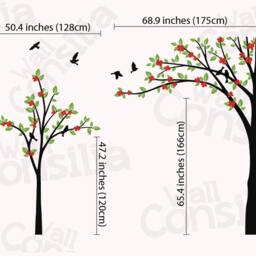 Tree Wall Decal Set Nursery Corner Decor, Birds & Blossoms - thumbnail 2