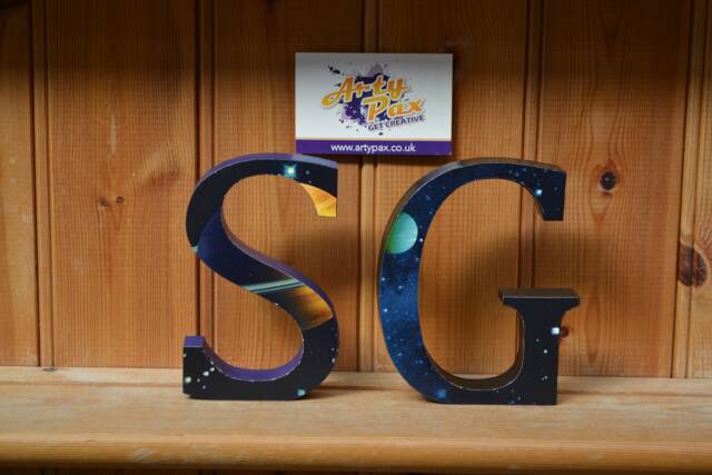 Personalised Wooden Space Galaxy Themed Letters Any Name/Word Room Decoration Wall Sign Eco Friendly - image 1