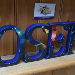 Personalised Wooden Space Galaxy Themed Letters Any Name/Word Room Decoration Wall Sign Eco Friendly - thumbnail 2