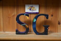 Personalised Wooden Space Galaxy Themed Letters Any Name/Word Room Decoration Wall Sign Eco Friendly - thumbnail 1