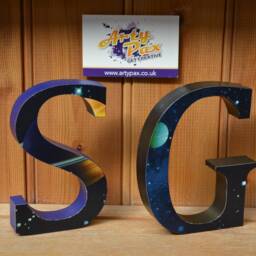 Personalised Wooden Space Galaxy Themed Letters Any Name/Word Room Decoration Wall Sign Eco Friendly - thumbnail 3
