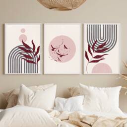 Abstract Wall Prints, Set Of 3 Mid Century Art, Living Room Print, Neutral Posters, Home Decor, Boho Minimalist - thumbnail 1