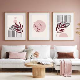 Abstract Wall Prints, Set Of 3 Mid Century Art, Living Room Print, Neutral Posters, Home Decor, Boho Minimalist - thumbnail 2