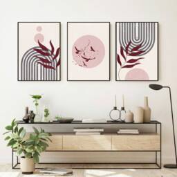 Abstract Wall Prints, Set Of 3 Mid Century Art, Living Room Print, Neutral Posters, Home Decor, Boho Minimalist - thumbnail 3