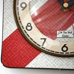 Retro Red Wall Clock - 19cm New Handmade Formica Style Mid Century Vintage French Gift Off The Clocks - thumbnail 4