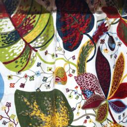 Curtain Panel White Red Green Blue Yellow Leaves Botanical Decor Cafe Curtain Kitchen Valance , Also Runner Napkins Available, Great Gift - thumbnail 3
