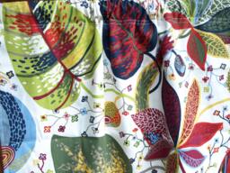 Curtain Panel White Red Green Blue Yellow Leaves Botanical Decor Cafe Curtain Kitchen Valance , Also Runner Napkins Available, Great Gift - thumbnail 1