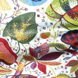 Curtain Panel White Red Green Blue Yellow Leaves Botanical Decor Cafe Curtain Kitchen Valance , Also Runner Napkins Available, Great Gift - thumbnail 2