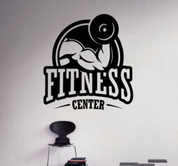 Fitness Center Wall Vinyl Decal Gym Emblem Sticker Sport Home Decor Living Room Murals Housewares Design 1(Fts - thumbnail 1
