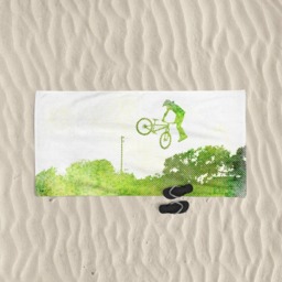 Mountain Bike Beach Towel Cycling Art Gift, Mtb Gift - thumbnail 1
