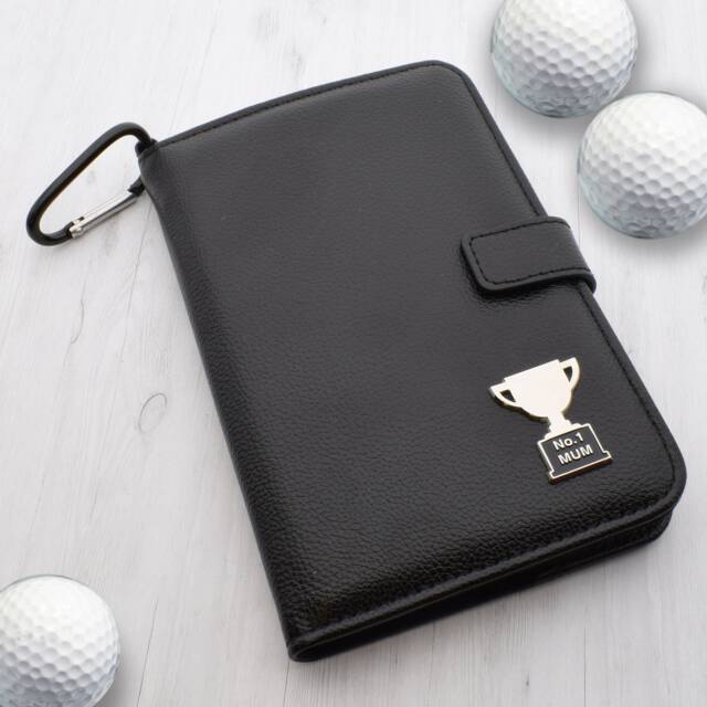 No.1 Mum Trophy Cup Design - Personalised Leatherette Golf Organiser Complete With Divot Repairer, Marker, Tees, Scorecard & Pencils - image 1