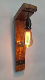 Wine Barrel Sconce Rustic Oak Wall Light Fixture - thumbnail 1