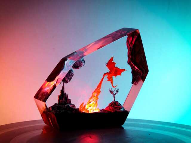Exclusive Handmade Wings Of Fire Resin Lamp - Fantasy Dragon Light, Mystical Flame-Breathing Decor For Home Or Gift - image 1