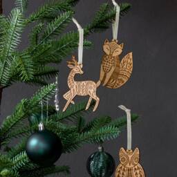 Deer Folk Art Wood Ornament [Scandinavian Christmas, Personalized Gifts, Holiday Decor, Stocking Stuffers, Nordic Ornament] - thumbnail 3