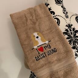 Basset Hound Dog Towel - Personalised Face Cloth/Hand Bath Embroidered