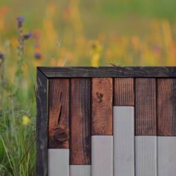 "Handmade Wood Wall Art - Recycled Wood Decoration Modern Wooden Wall Decor Brown, Gray, Black ""Readjust" - thumbnail 2