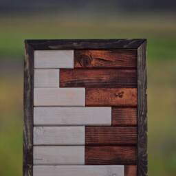 "Handmade Wood Wall Art - Recycled Wood Decoration Modern Wooden Wall Decor Brown, Gray, Black ""Readjust" - thumbnail 3