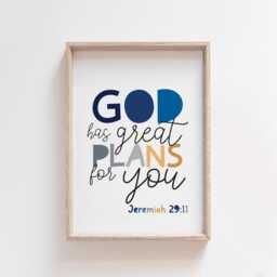 Set Of 3 Bible Verse Prints, Christian Wall Art, Boys Nursery Bedroom Decor, Scripture Sunday School - thumbnail 2