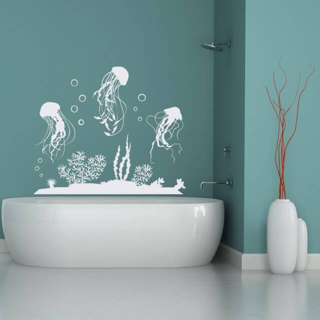 Jellyfish Vinyl Wall Decal Nautical Sea Life Sticker, Ocean Theme Kids Room Art #261 - image 1