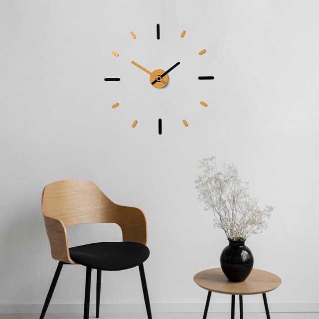 Modern Wall Clock Minimalist Clock Home & Office Decor, V2M Black Gold, Large Wall 56 cm. - 22 Inch Design Awarded - image 1
