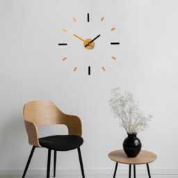 Modern Wall Clock Minimalist Clock Home & Office Decor, V2M Black Gold, Large Wall 56 cm. - 22 Inch Design Awarded - thumbnail 1