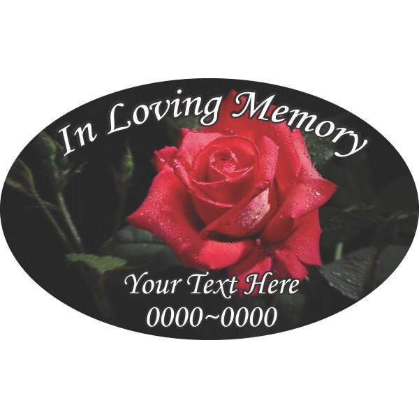 Rose in Loving Memory Full Color Oval 015 Custom Vinyl Wall Decal Or Car Sticker - Ilmfullcoloroval015Et