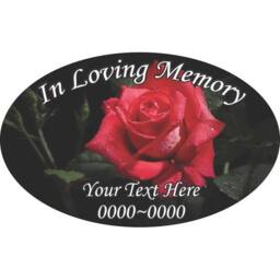 Rose in Loving Memory Full Color Oval 015 Custom Vinyl Wall Decal Or Car Sticker - Ilmfullcoloroval015Et