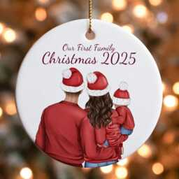 Personalized Family Bauble First Baby Christmas Ornament - Together On Our Chtistmas Tree - thumbnail 1
