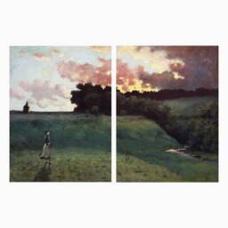 Coming Storm Diptych - French Landscape Oil Painting Pair Art Prints Instant Gallery Wall Extra Large Artwork Print Sizes 9x12 18x24 - thumbnail 2