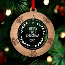 Bumps First Christmas Decoration - Bump 1st Ornament Bauble Pregnancy Announcement Gift Baby Shower Mummy To Be With Red Bag - thumbnail 1