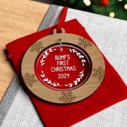 Bumps First Christmas Decoration - Bump 1st Ornament Bauble Pregnancy Announcement Gift Baby Shower Mummy To Be With Red Bag - thumbnail 3